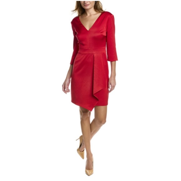 Trina Turk Moment Sheath Dress Red Elegant Cocktail Flattering Fit - Picture 1 of 6
